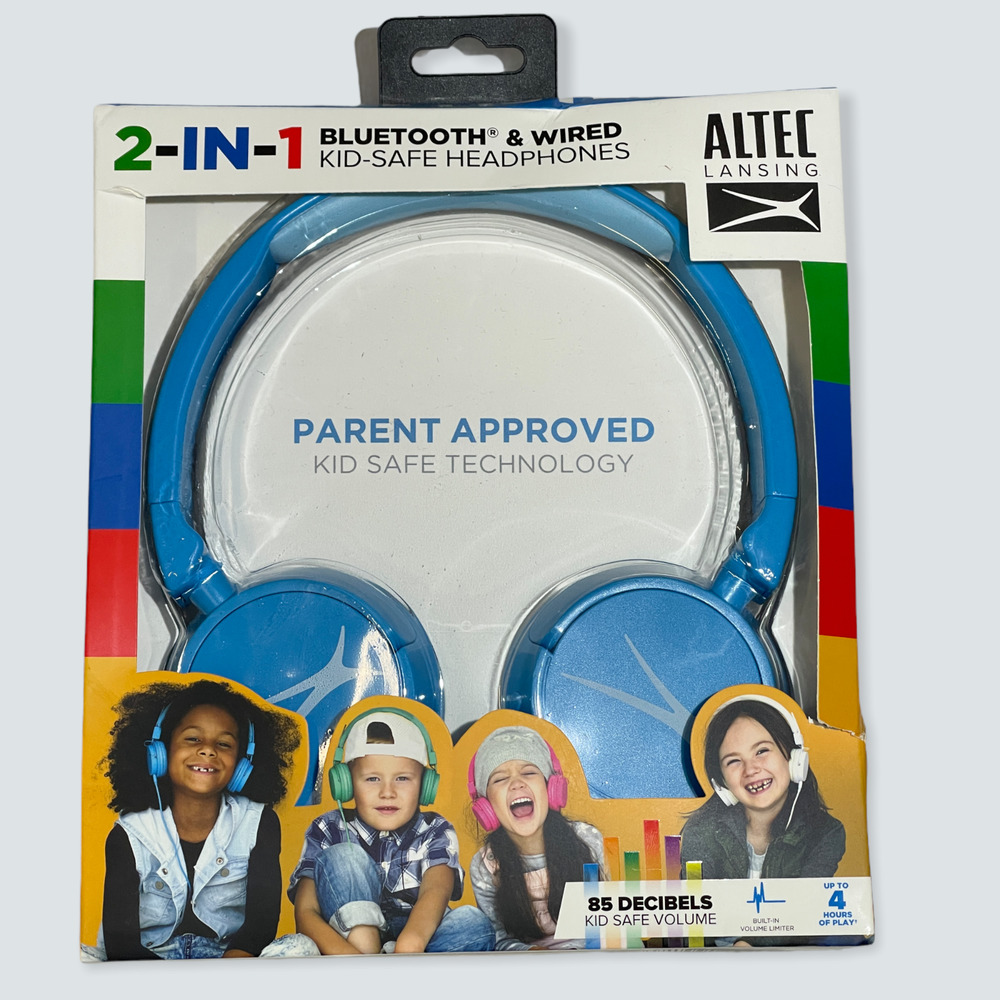 Kids Safe Altec Lansing Bluetooth/Wired Headphones, MZX250, Blue